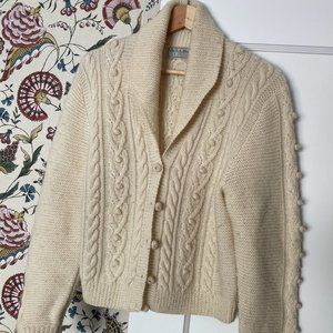 Vintage L.L. Bean Fishermen's Cardigan with Fabric Buttons